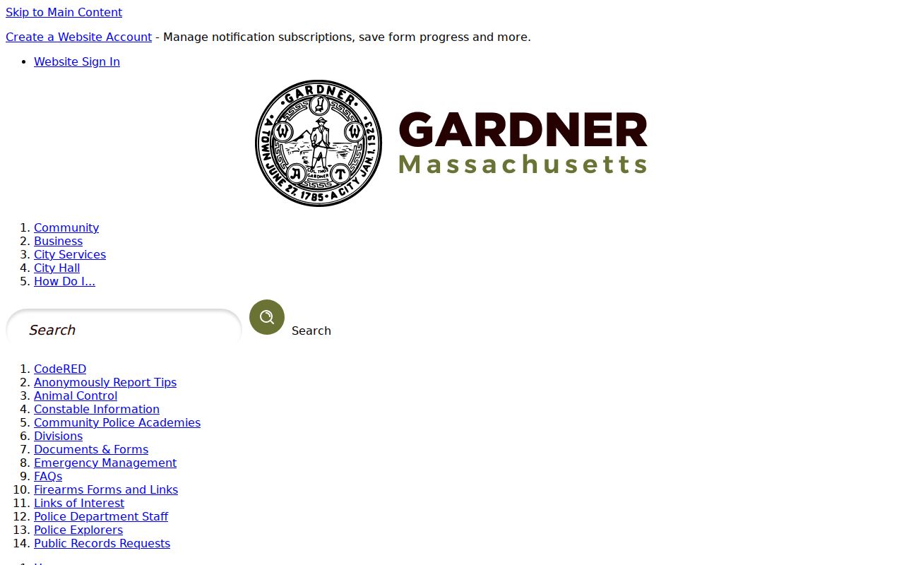 Gardner public records fee page related to Worcester County warrant record requests