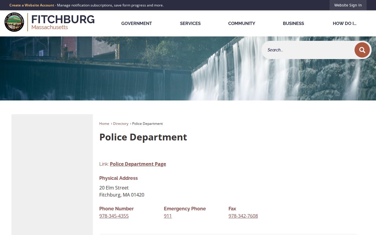 Fitchburg Police records division page related to Worcester County warrant records